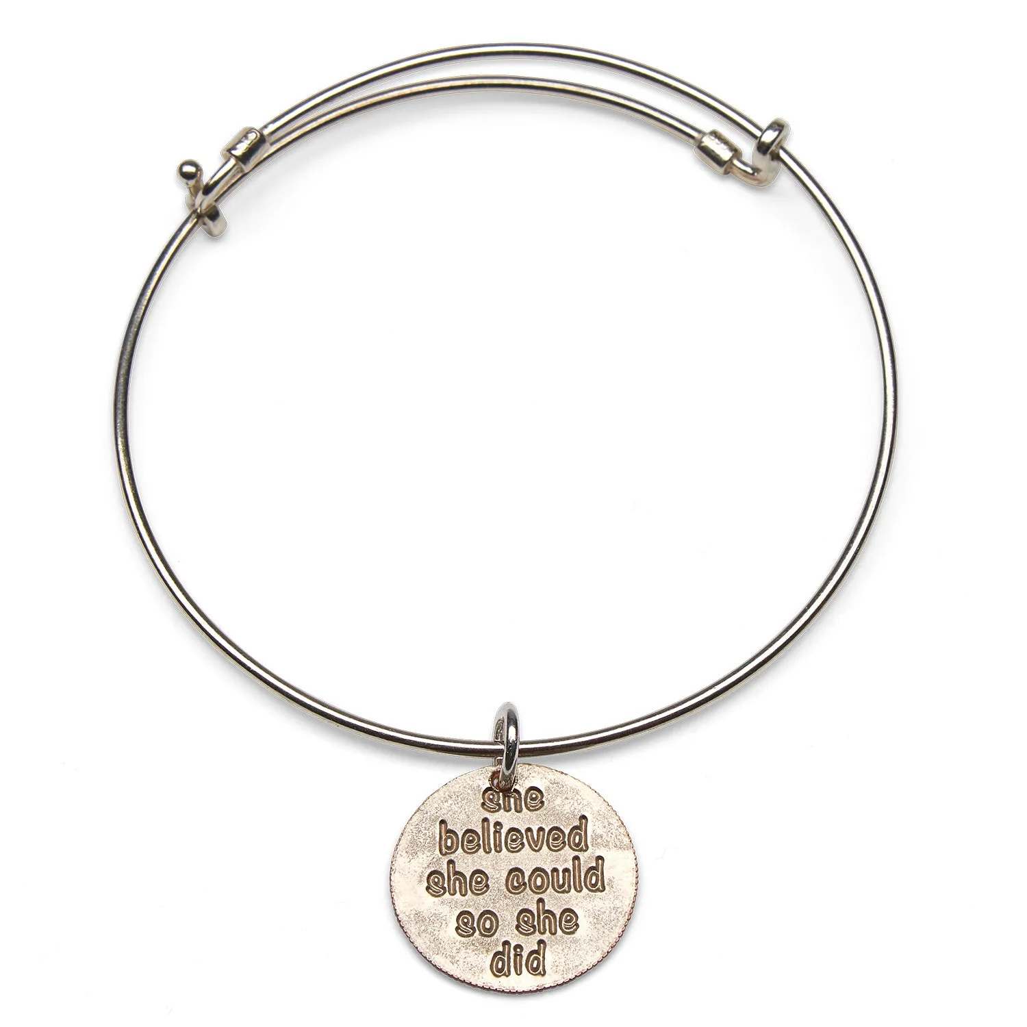 Mariamor She Believed She Could Dime Adjustable Bangle, Sterling Silver