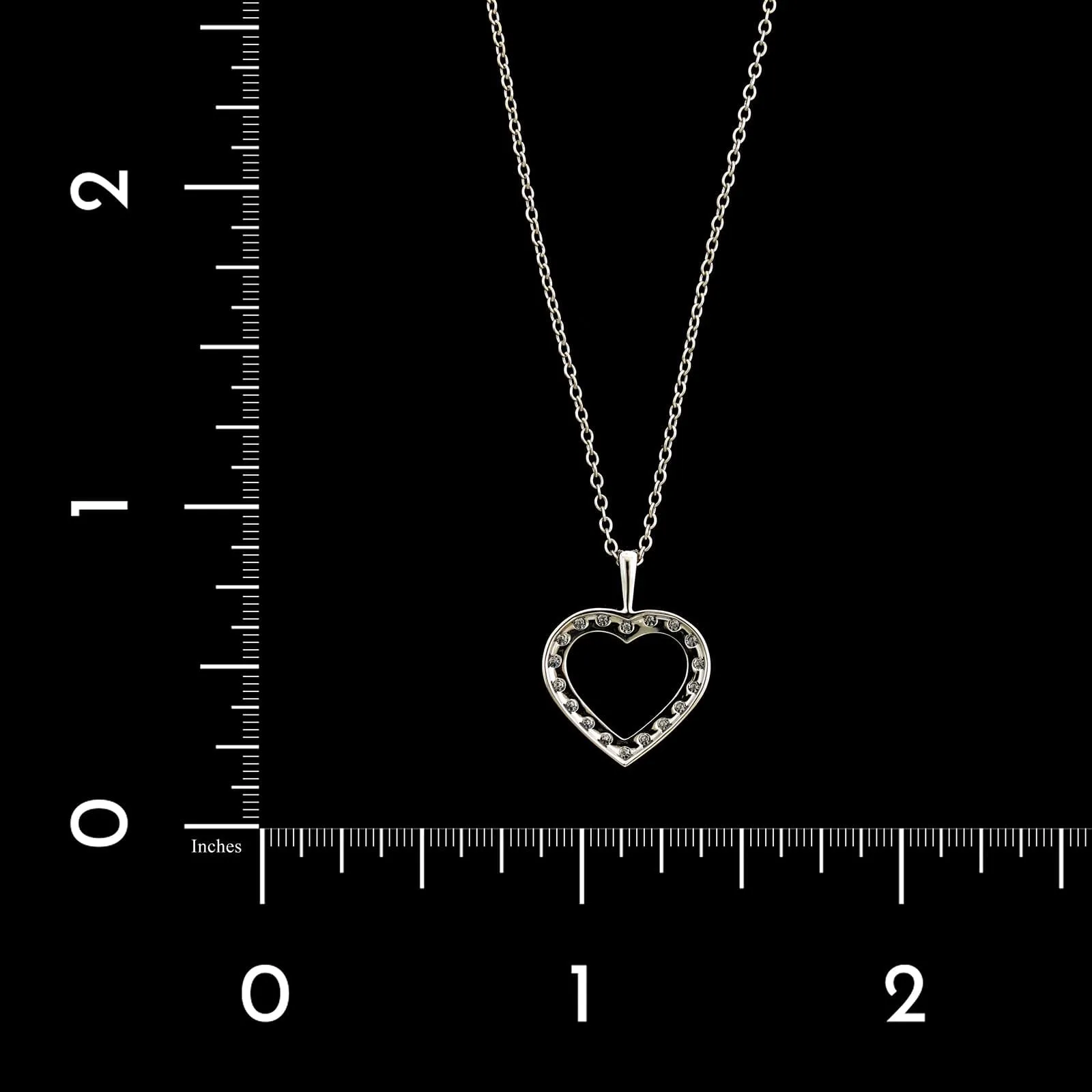 Memoire 18K White Gold Estate Diamond Open Heart Pendant Necklace