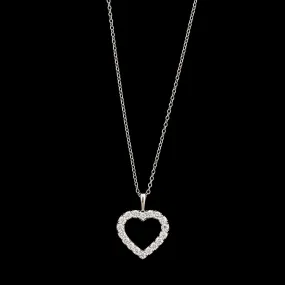 Memoire 18K White Gold Estate Diamond Open Heart Pendant Necklace