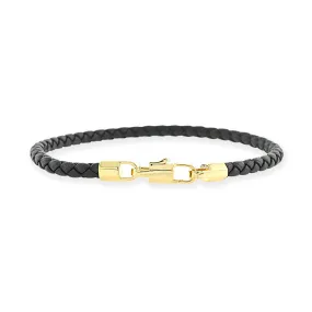 Men's Braided Leather Bracelet, Black