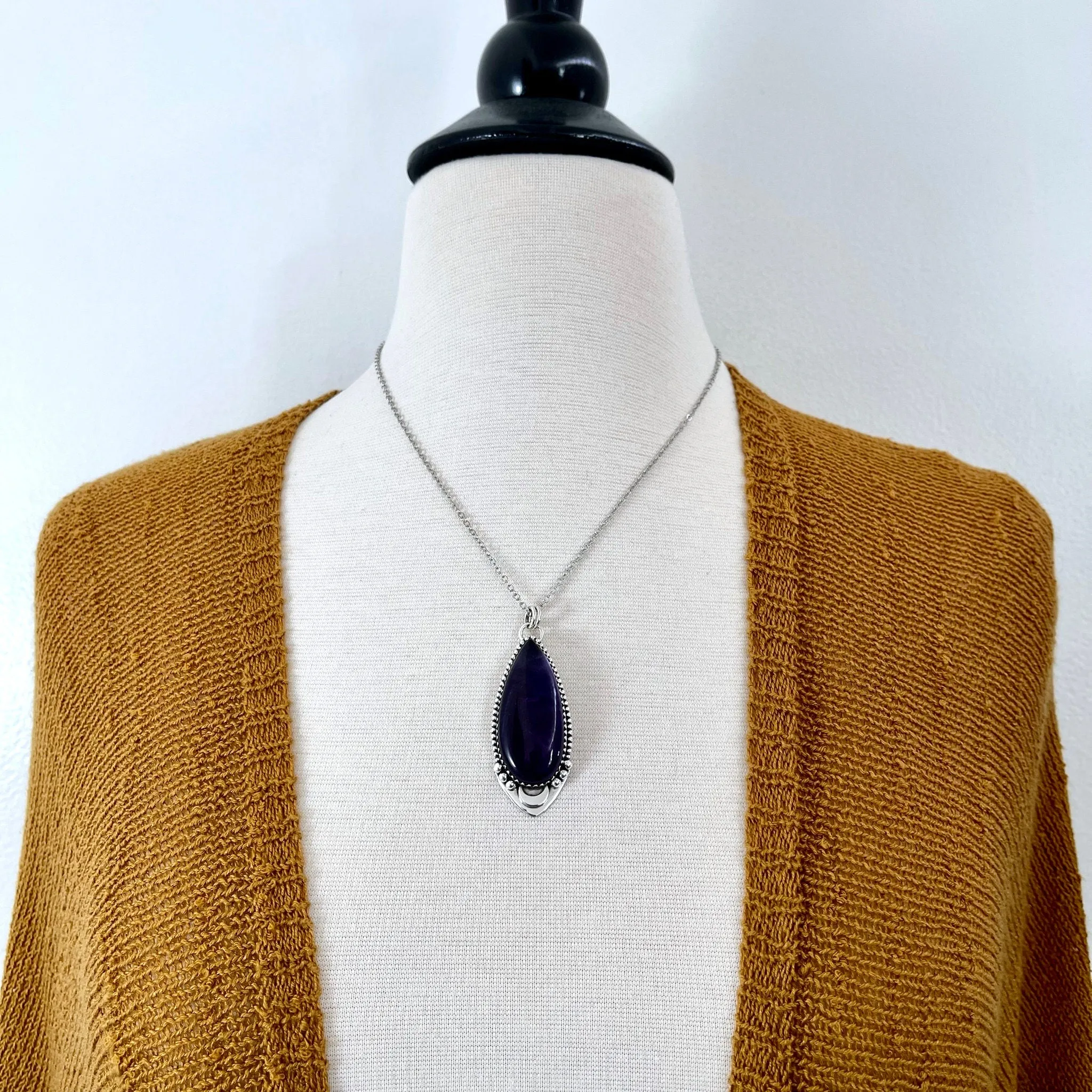 Midnight Moon Crystal Amethyst Necklace in Sterling Silver / Designed by FOXLARK Collection