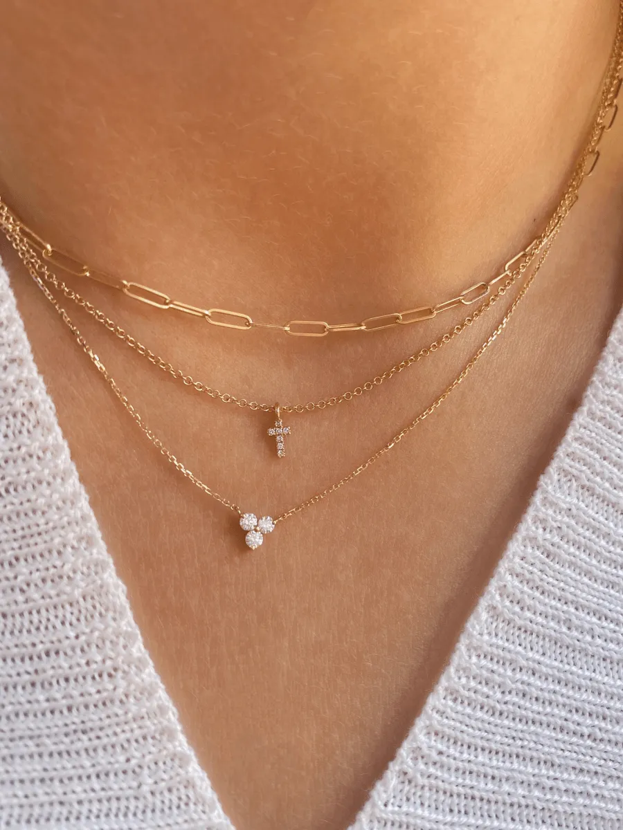 Mini Diamond Cross Necklace 14K