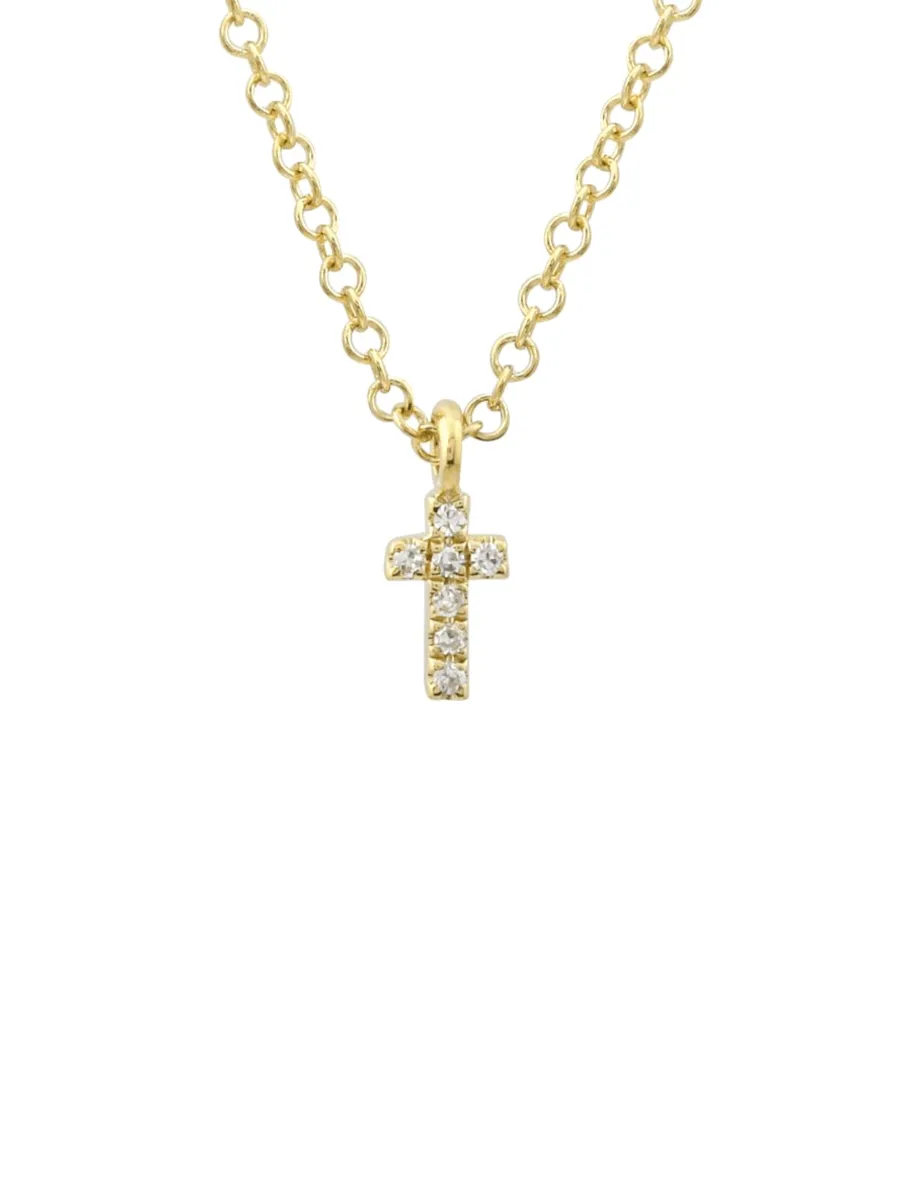 Mini Diamond Cross Necklace 14K