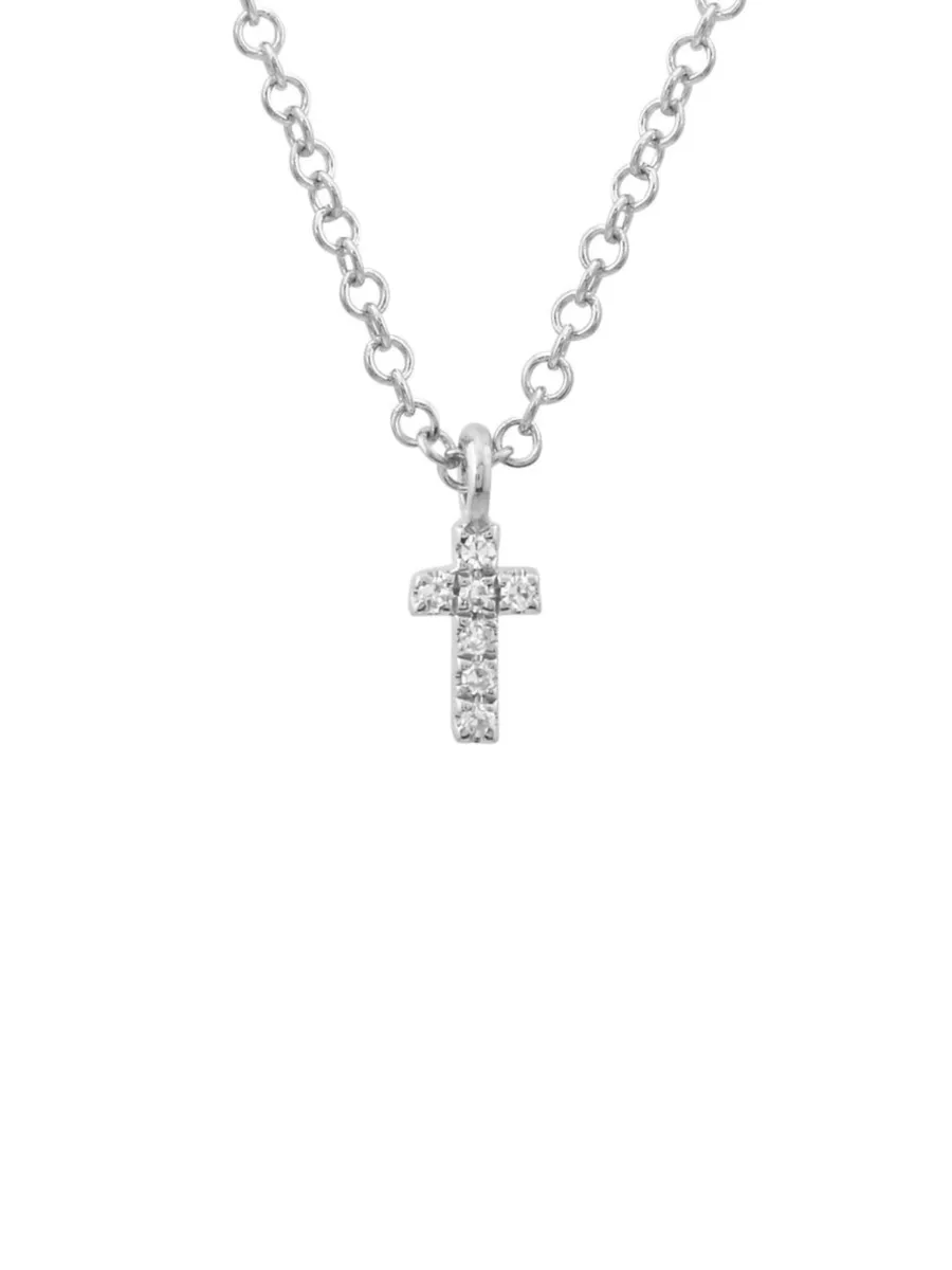 Mini Diamond Cross Necklace 14K