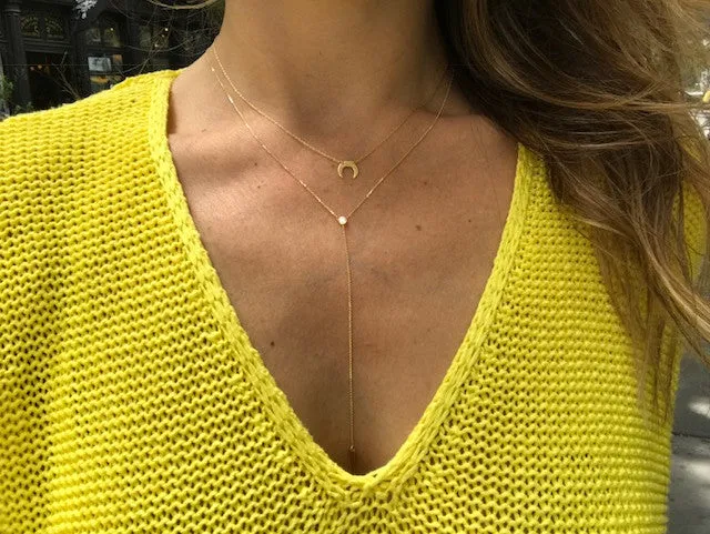 MINI GOLD HORN NECKLACE 14K