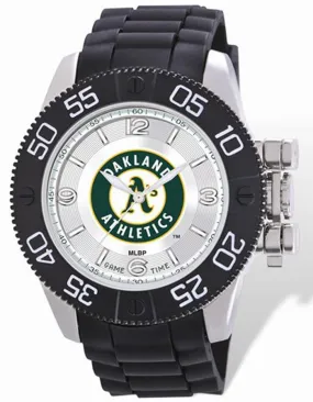 MLB Mens Oakland A's Beast Watch - Color Logo Dial - Rubber Strap