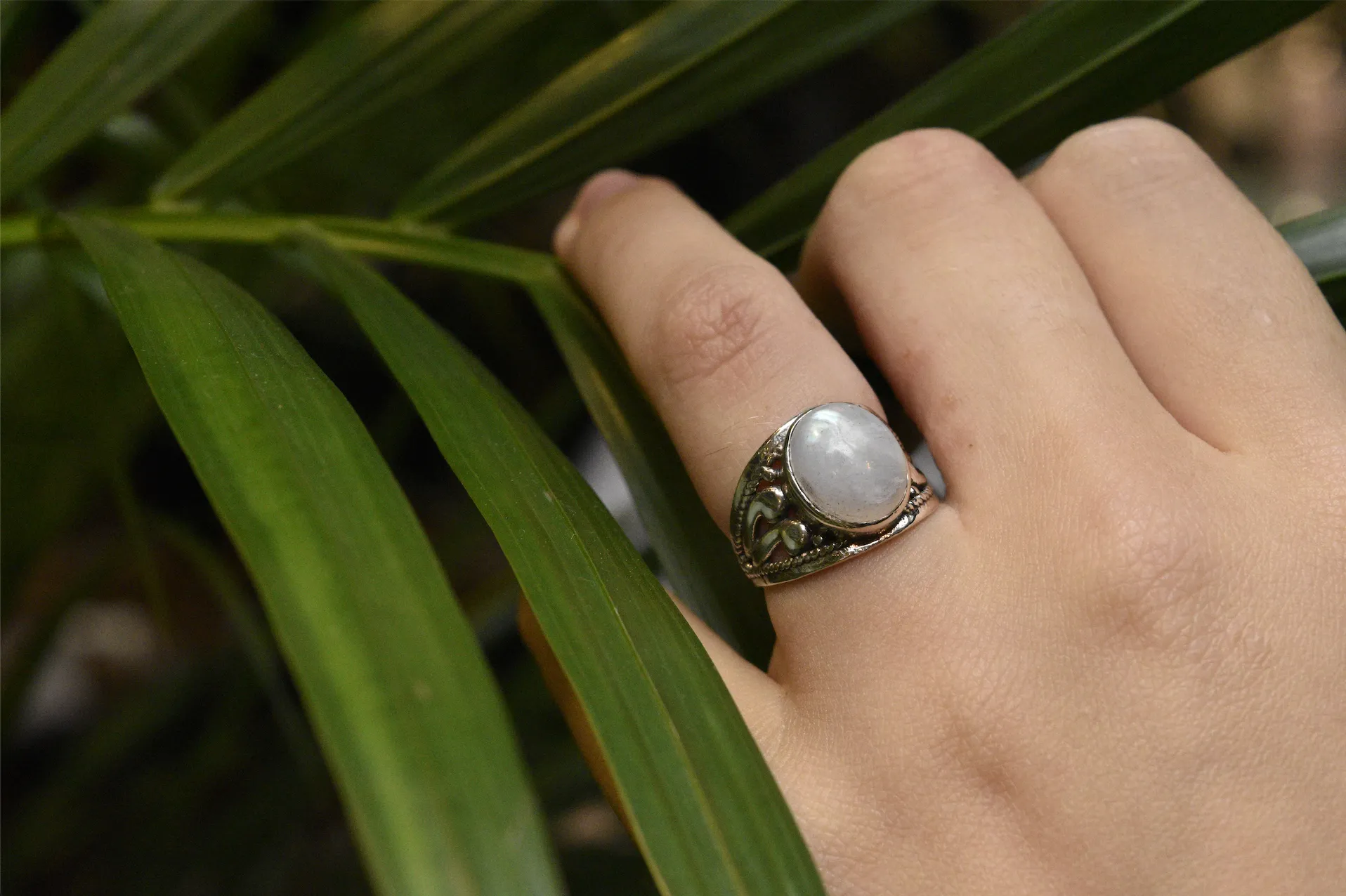 Optimal Moonstone Vesta Ring with Sparkling Accents