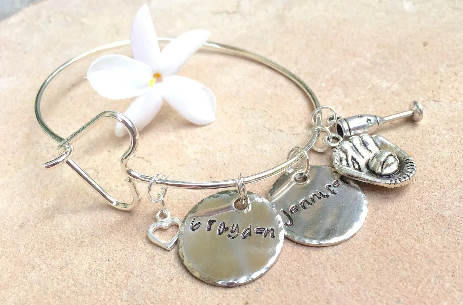 Mother Bangle, Personalized Bangle Bracelet,Personalized Family Bangle, Hand Stamped Custom Bangle