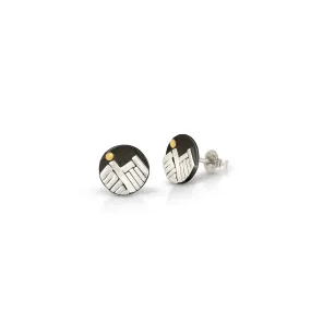 Mountain Stud Earrings with Gold Moons