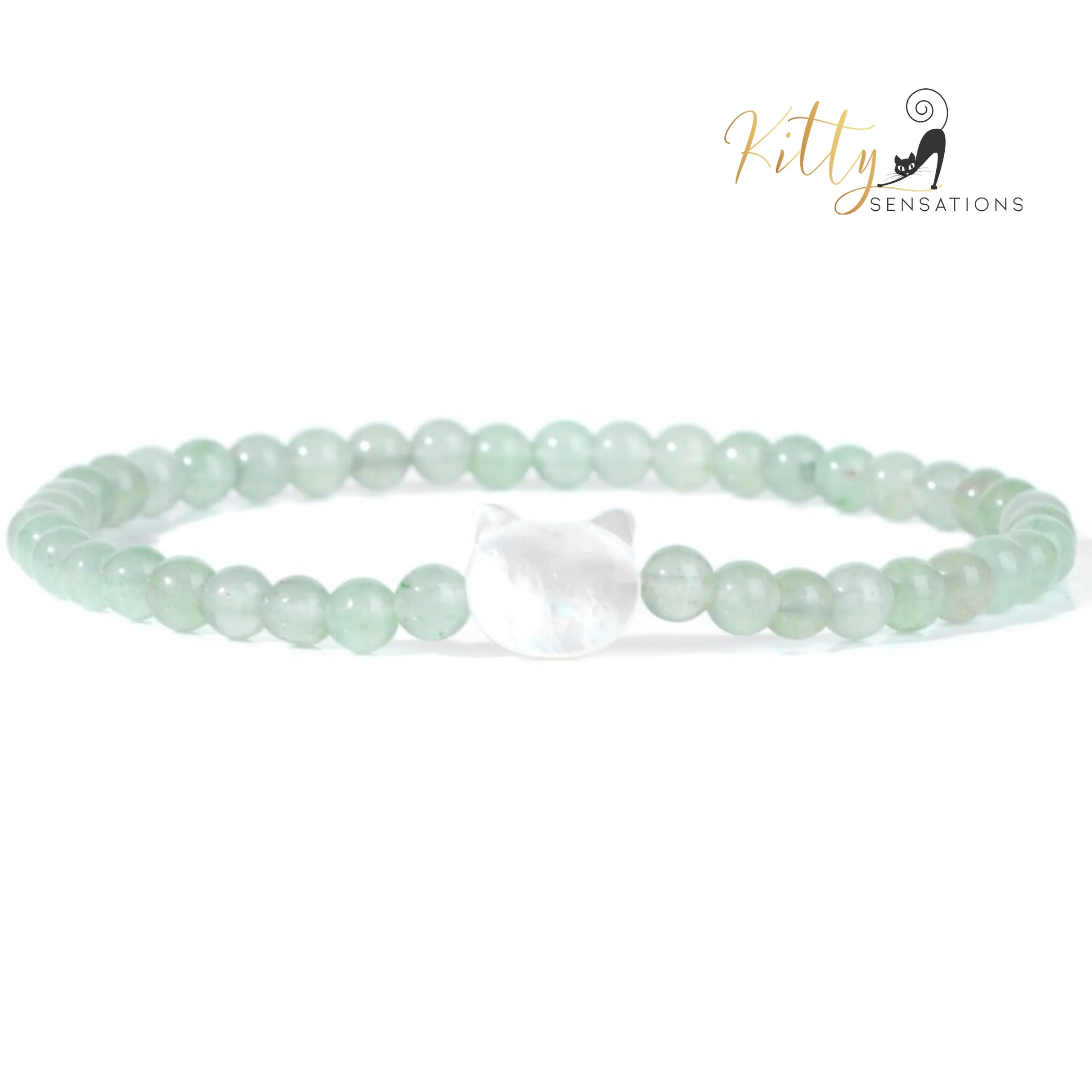 Natural Gemstones, Pearly Cat Face Bracelets