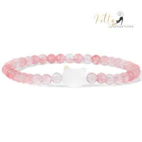 Natural Gemstones, Pearly Cat Face Bracelets