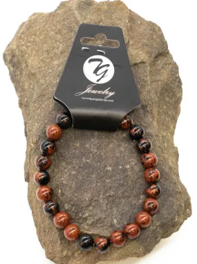 Natural Stone 8mm Beaded Stretch Bracelet - Mahogany Obsidian