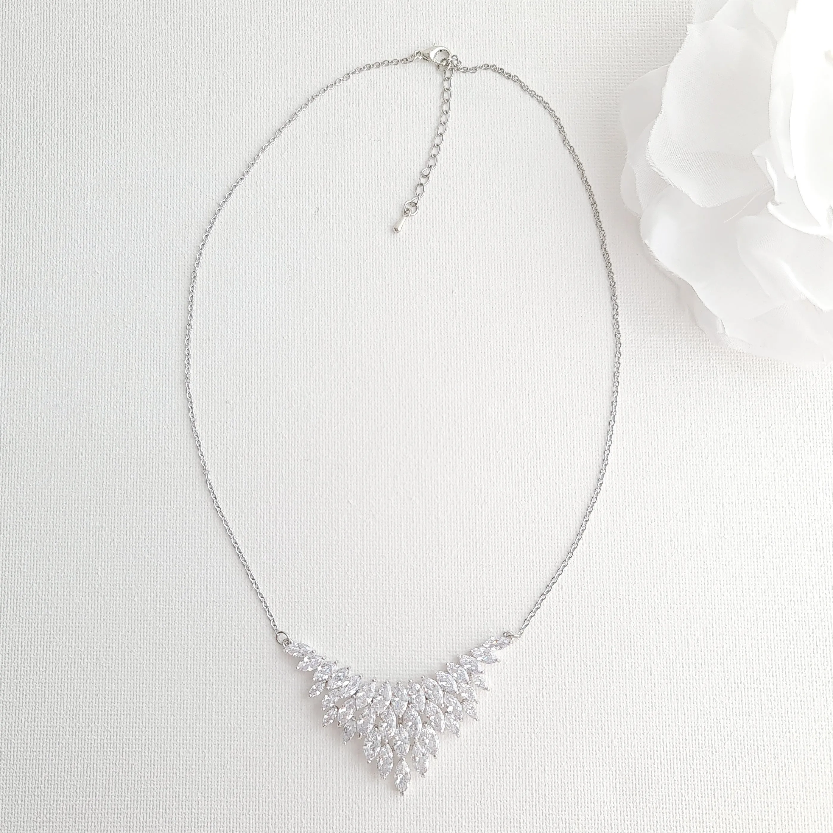 Necklace for Wedding with Cluster of Tiny Leaves-Belle