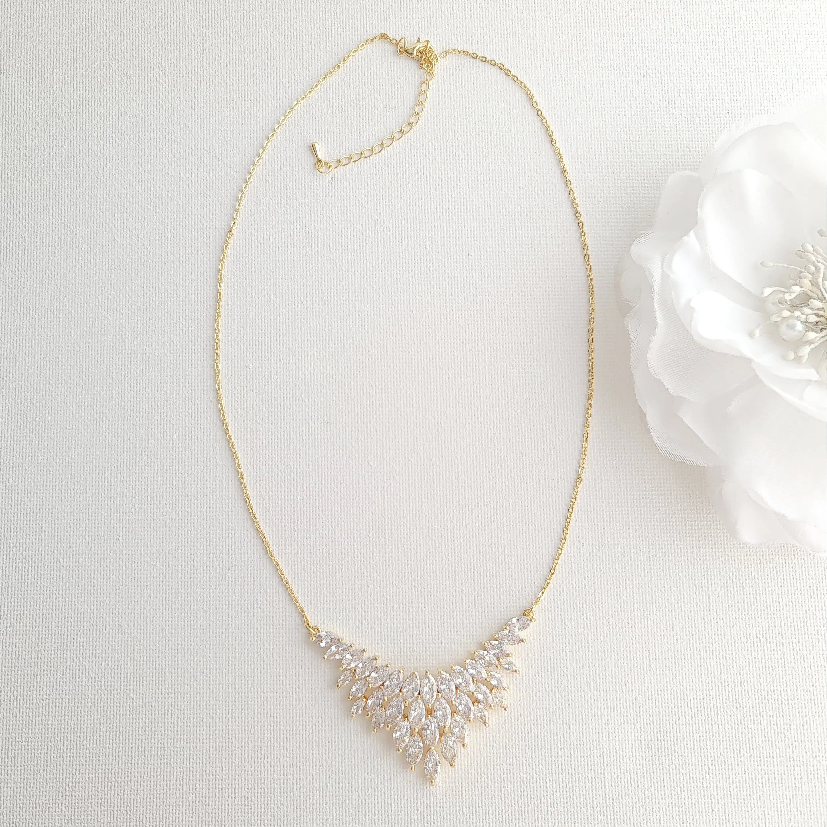 Necklace for Wedding with Cluster of Tiny Leaves-Belle