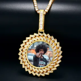 New Custom Photo Medallion Pendant Sunflower Necklace