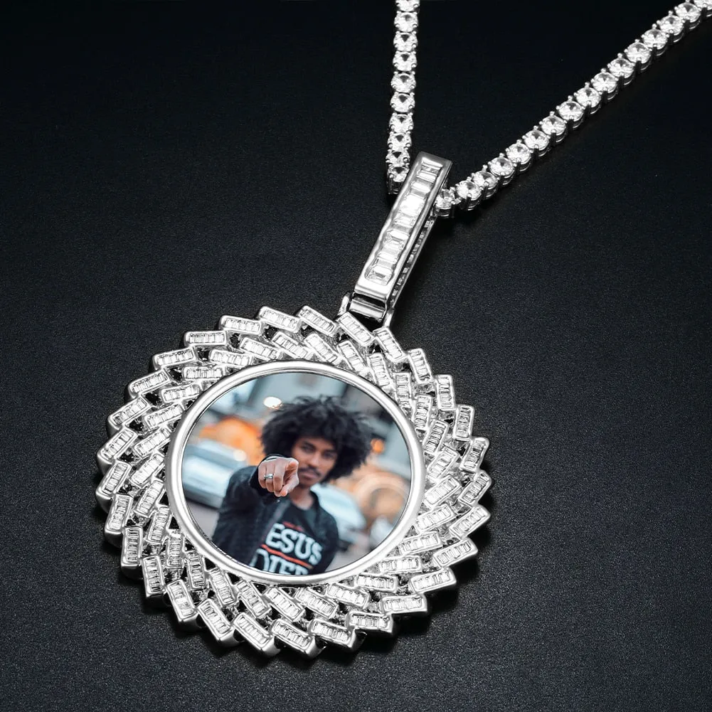 New Custom Photo Medallion Pendant Sunflower Necklace