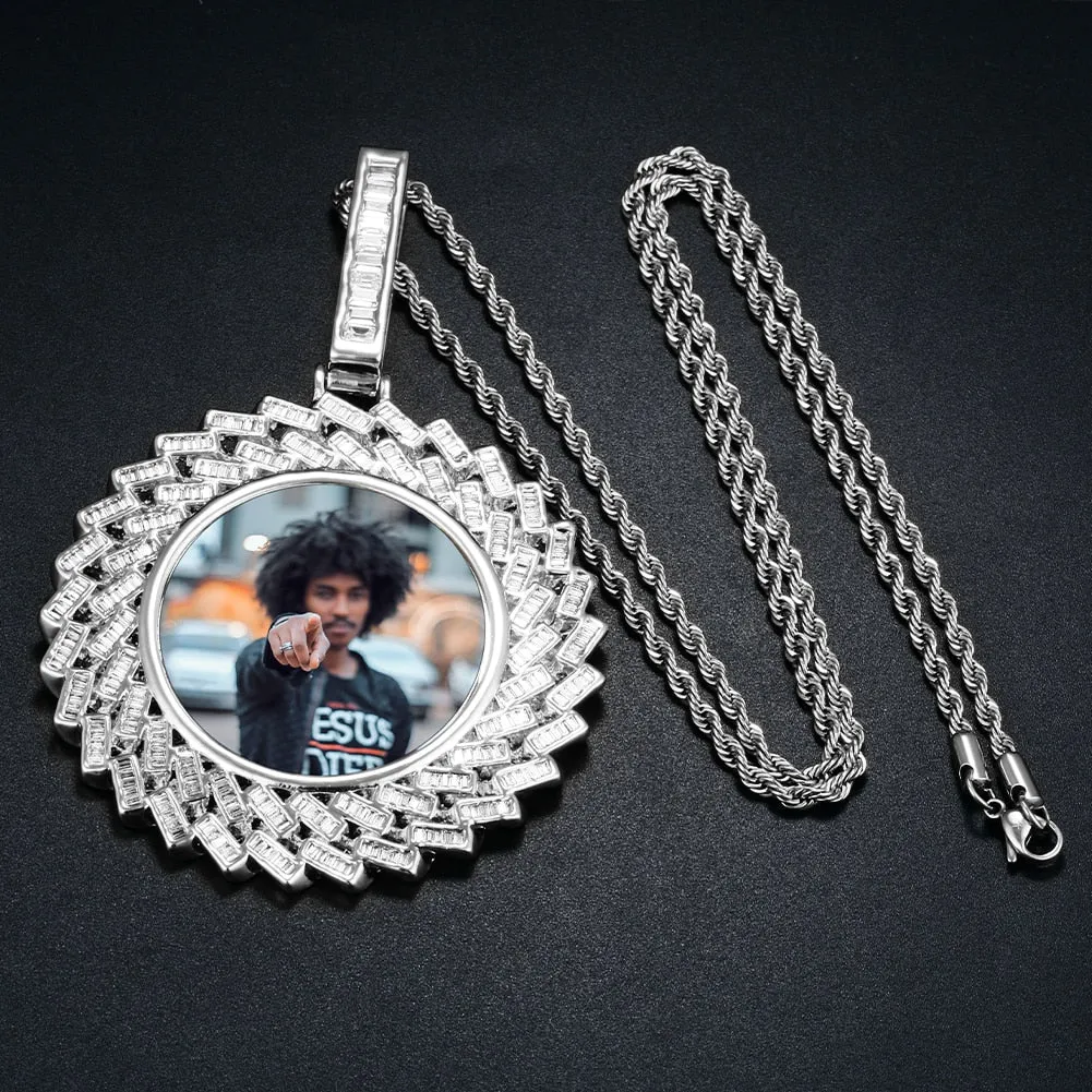 New Custom Photo Medallion Pendant Sunflower Necklace