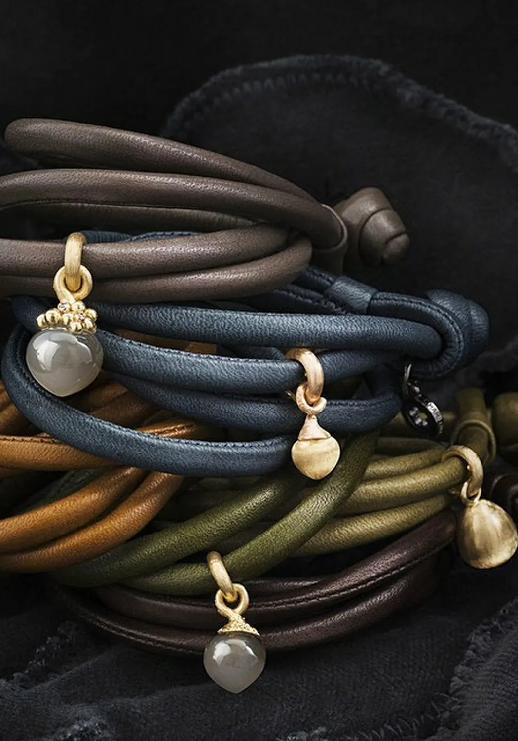 Ole Lynggaard Grey Leather Bracelet For Sweet Drops