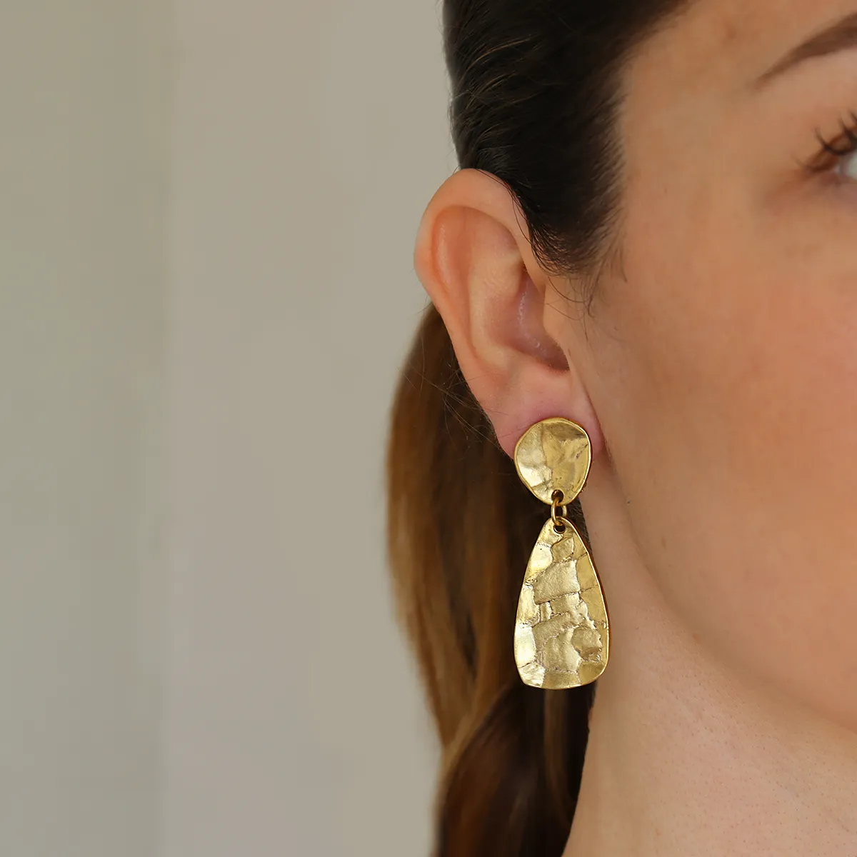 Organically shaped dangle clip-on Earrings