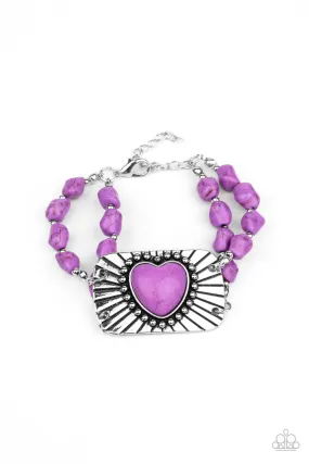 Paparazzi Bracelets ~ Sandstone Sweetheart - Purple Heart Bracelet