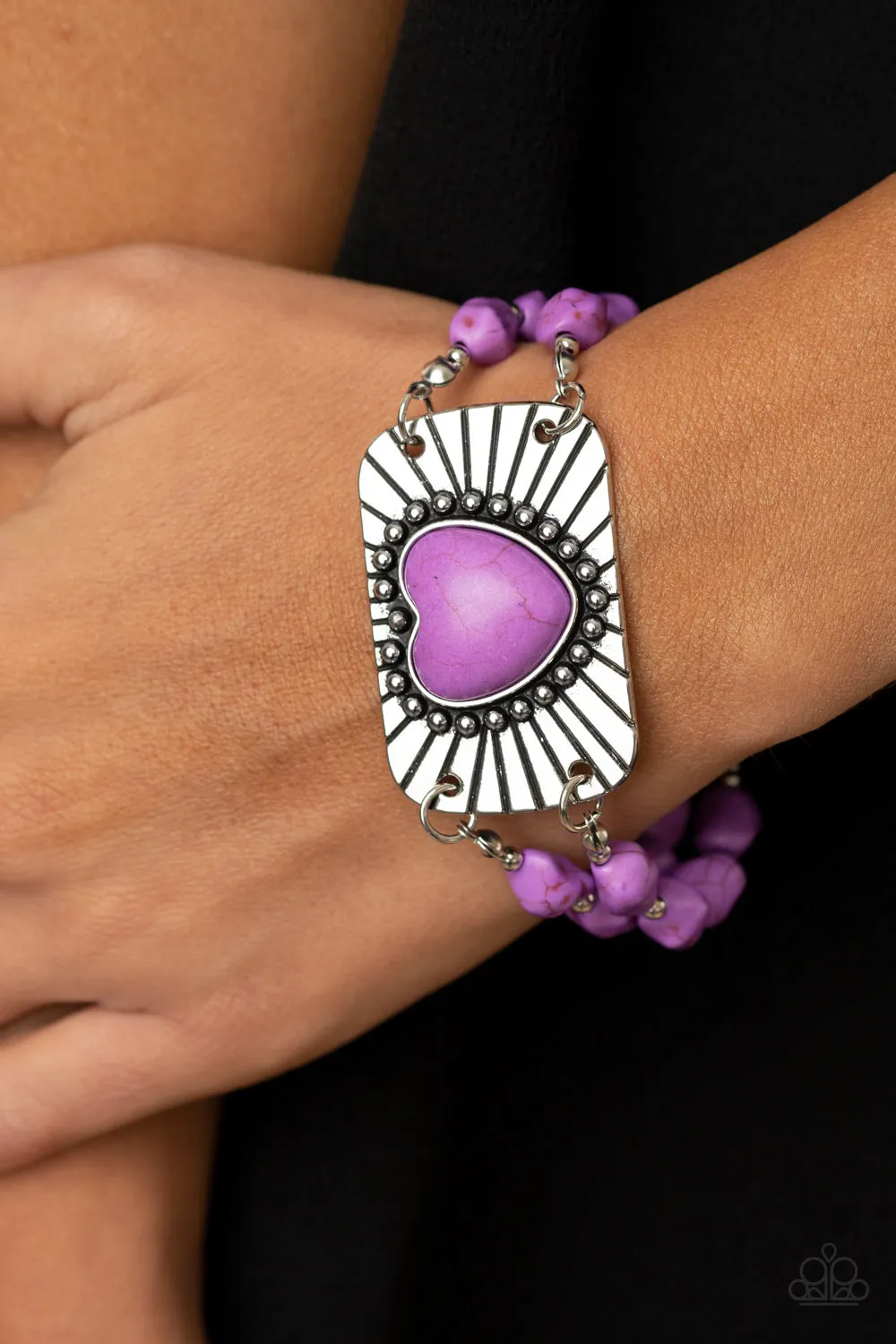 Paparazzi Bracelets ~ Sandstone Sweetheart - Purple Heart Bracelet