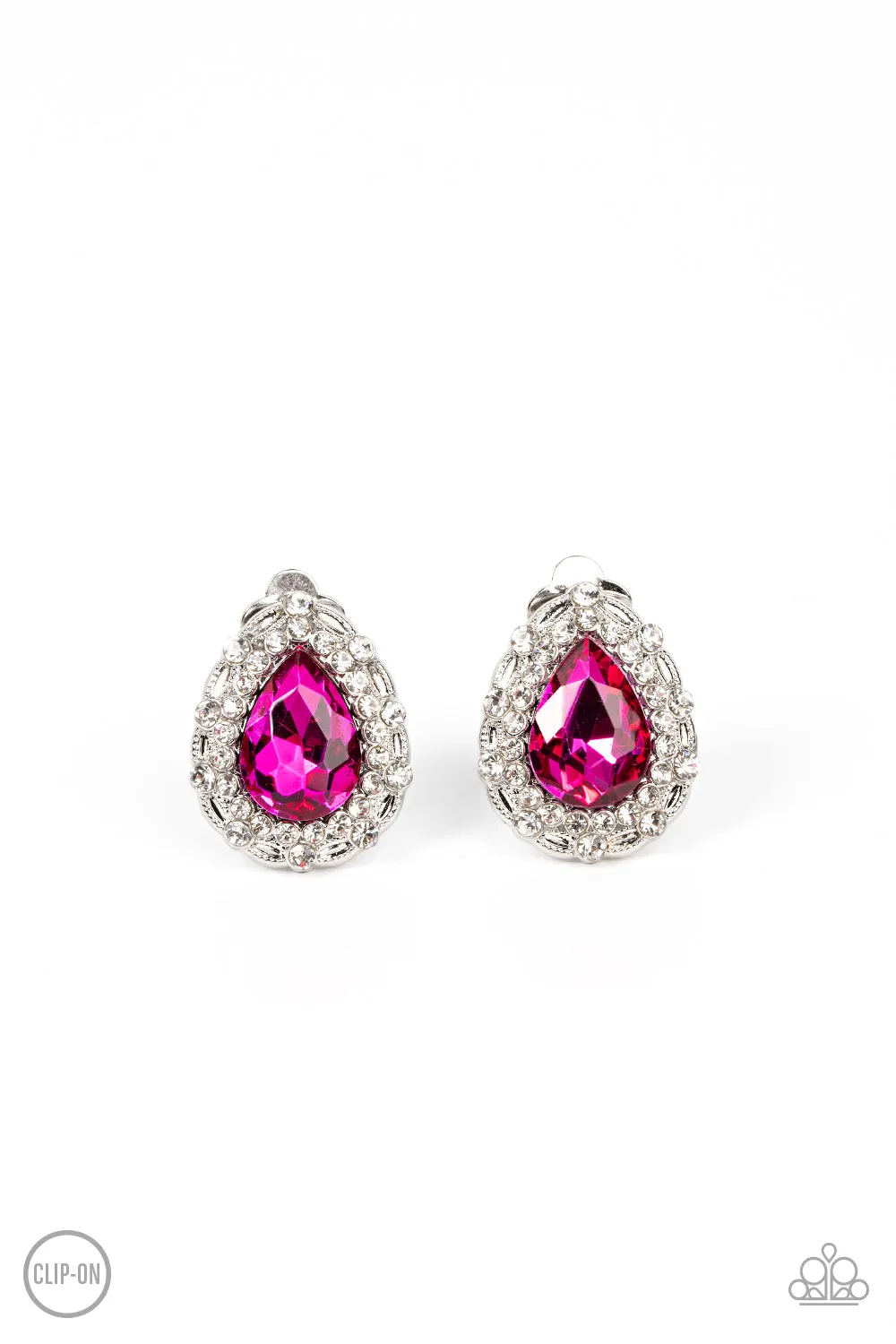 Paparazzi Haute Happy Hour - Pink Clip-On Earrings