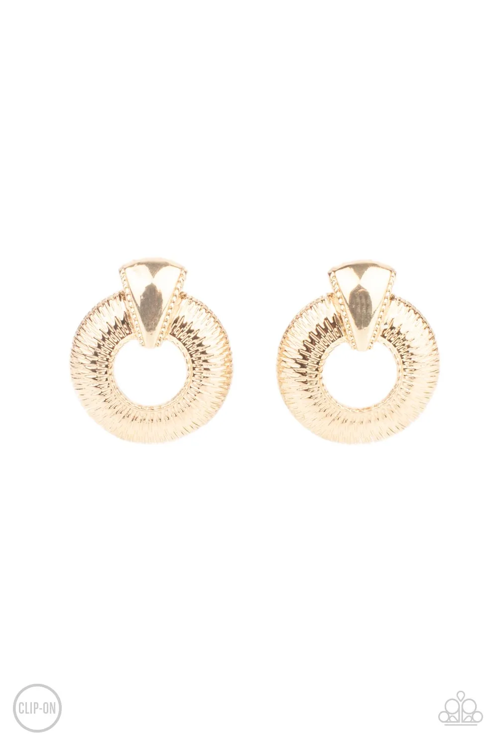 Paparazzi Industrial Innovator - Gold Clip-on Earrings