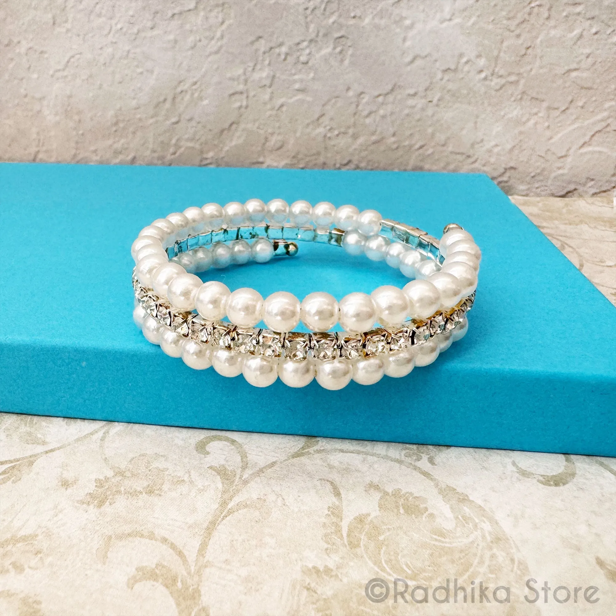 Pearl With Rhinestone - Large Deity-Bangle-