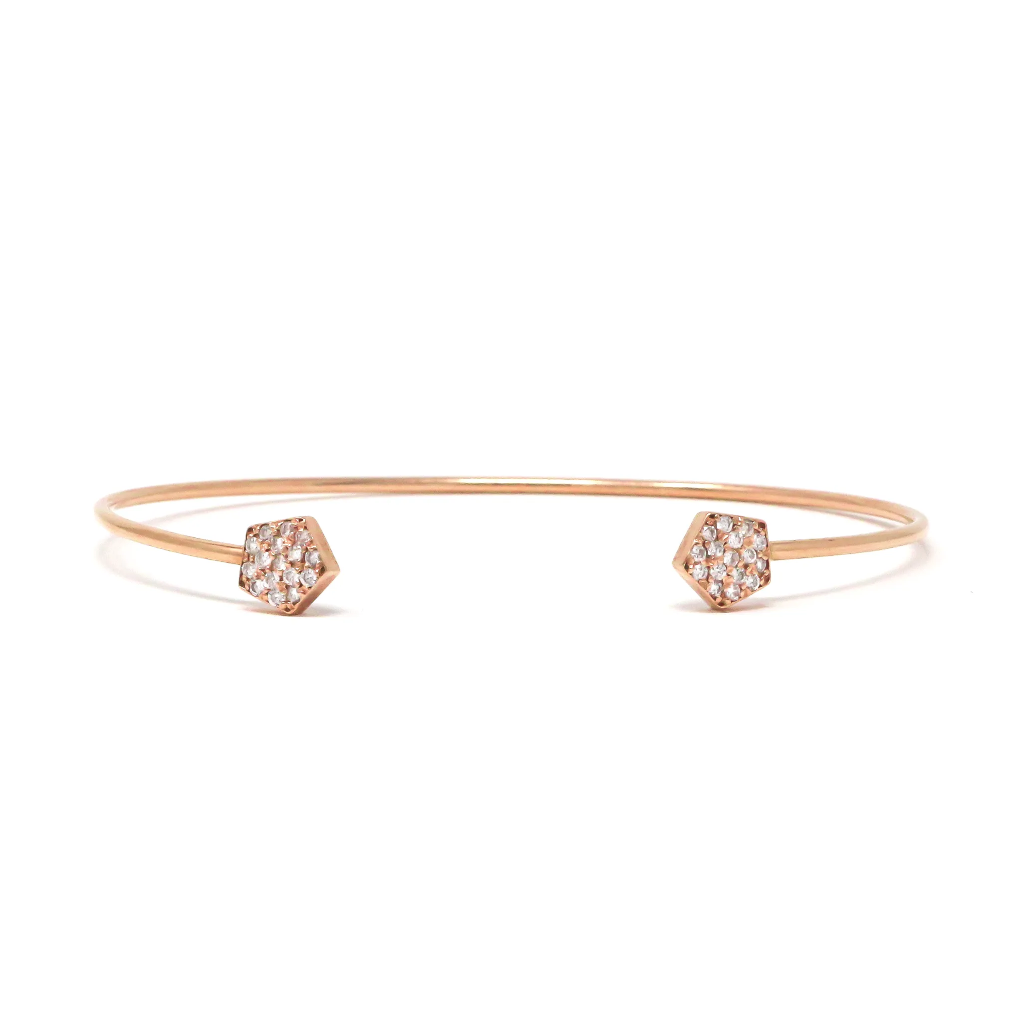 Pentagon Diamond Cuff Bracelet in 14K Rose Gold