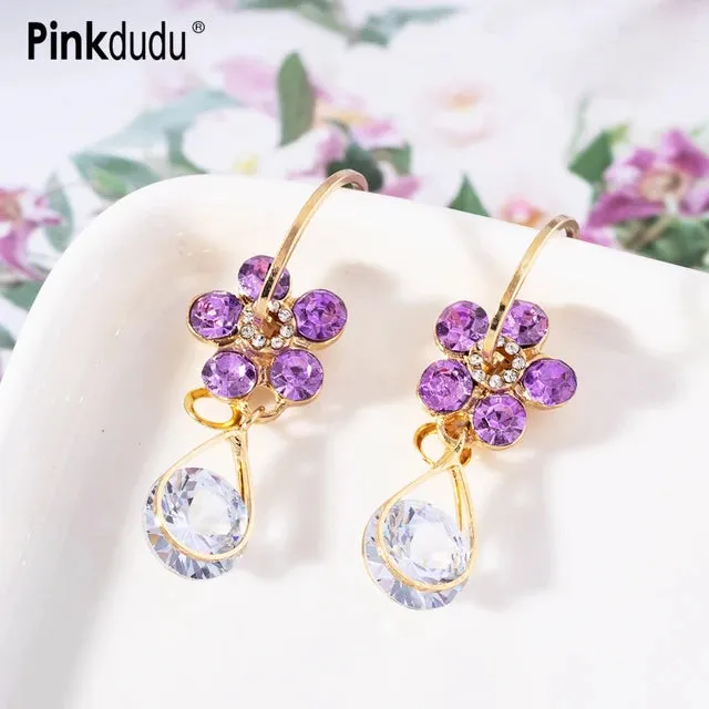 Pinkdudu Retro Fashion Blue Flower Drop Earrings -S4626477