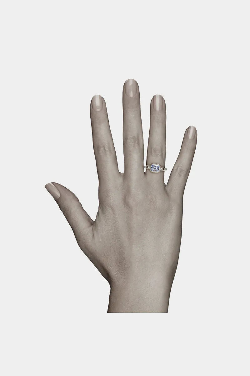 Burmese Cushion-Cut Spinel Solitaire Ring in White Gold - Pixel Dust Open Set