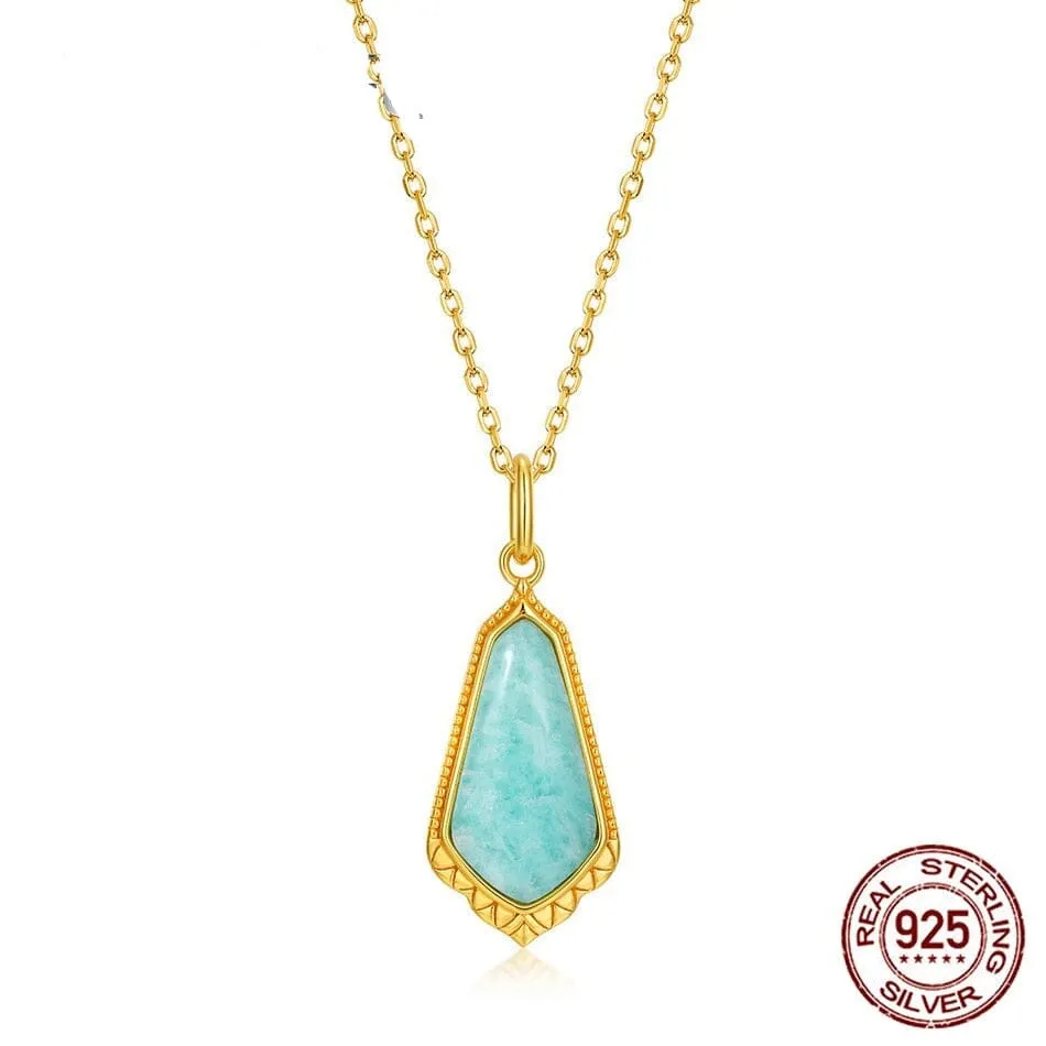 Princess Piece Amazonite Pendant Necklace - 925 Sterling Silver