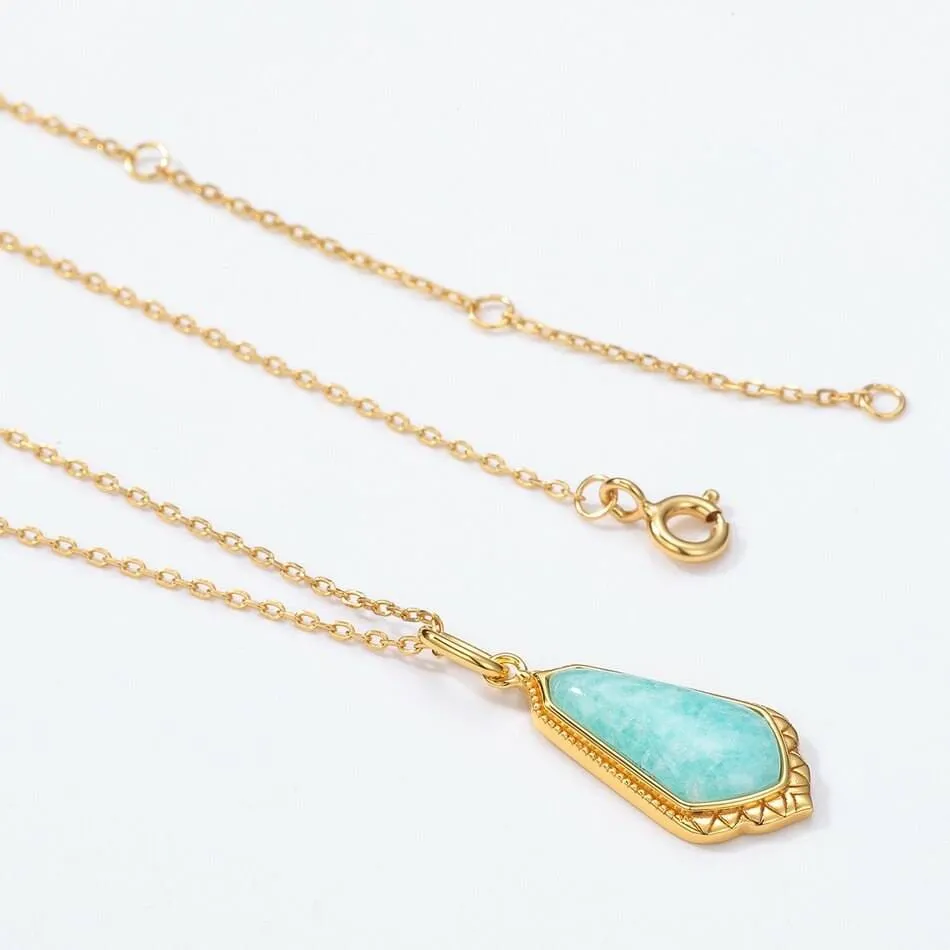 Princess Piece Amazonite Pendant Necklace - 925 Sterling Silver