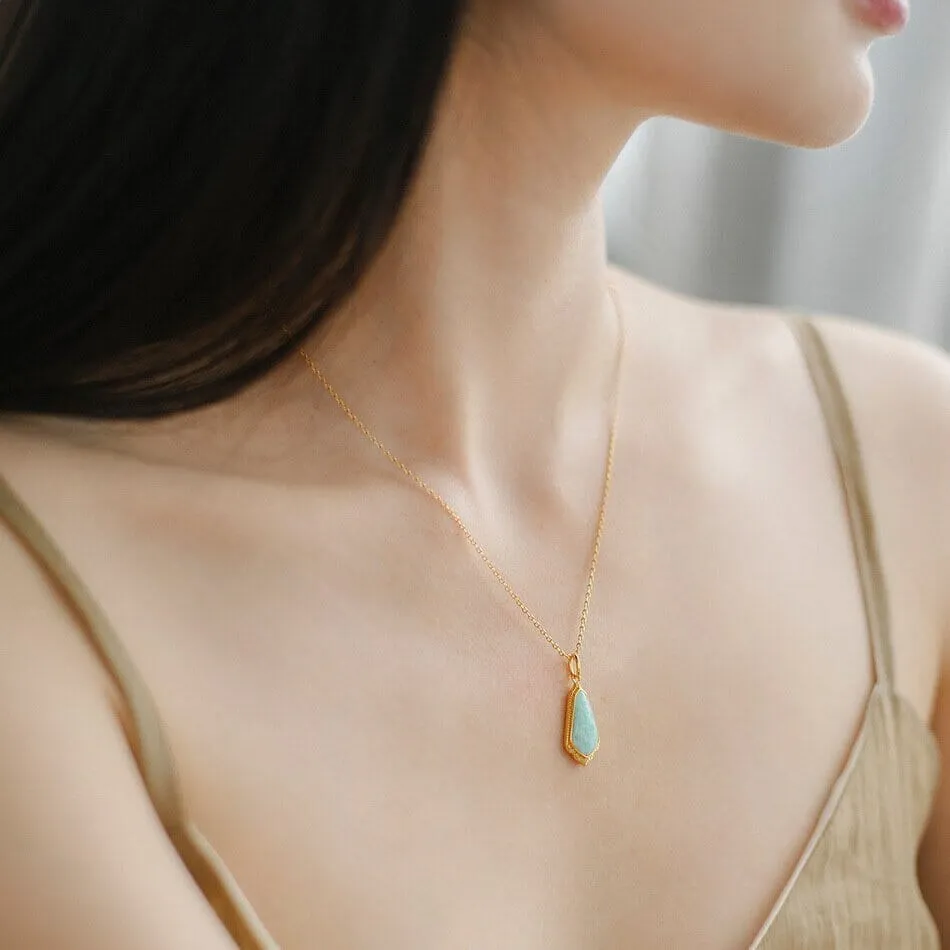 Princess Piece Amazonite Pendant Necklace - 925 Sterling Silver