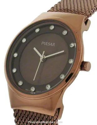 Pulsar Ladies Easy Style Collection Watch - 12 Swarovski Crystals - Brown MOP