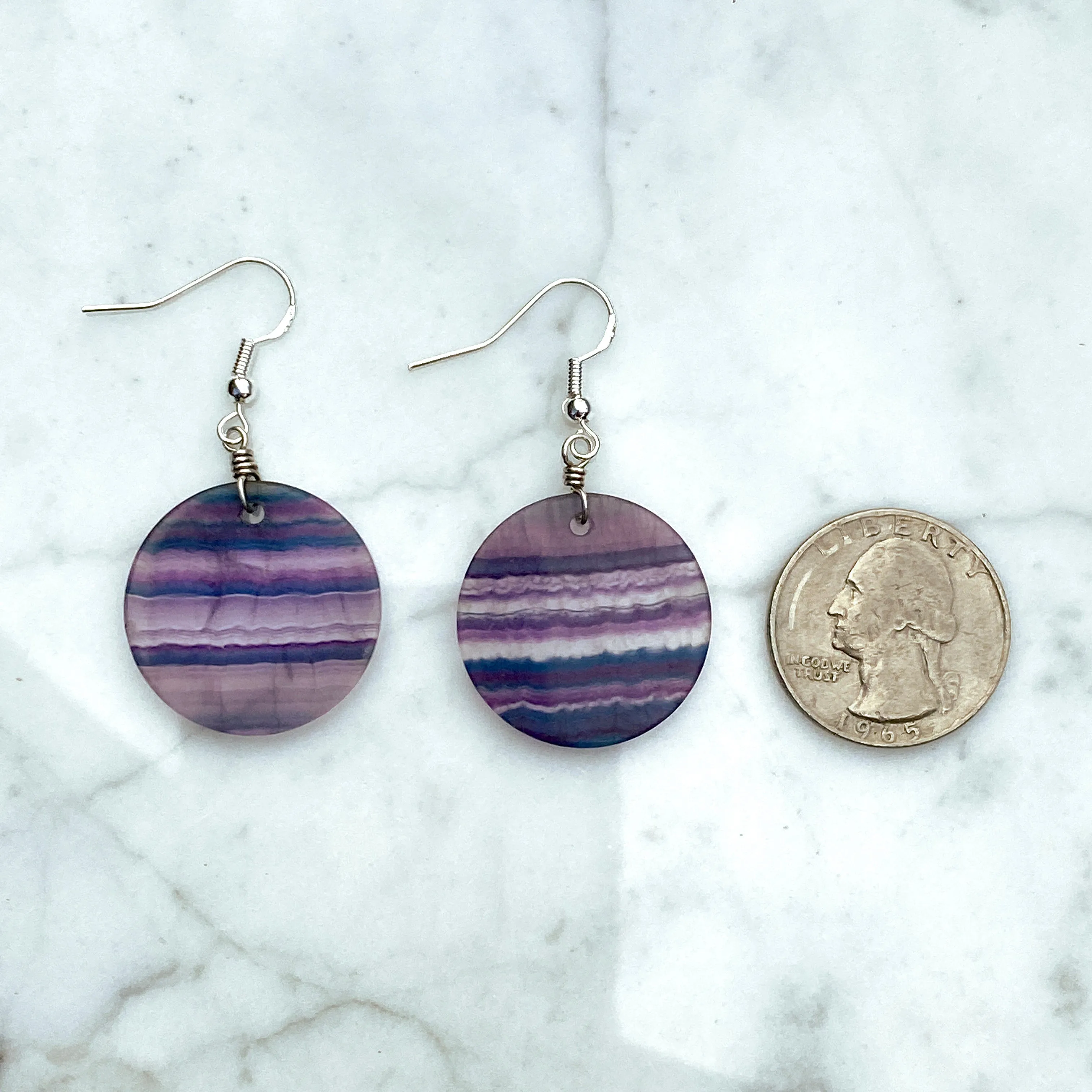 Rainbow Fluorite Gemstone & Sterling Silver Drop Earrings