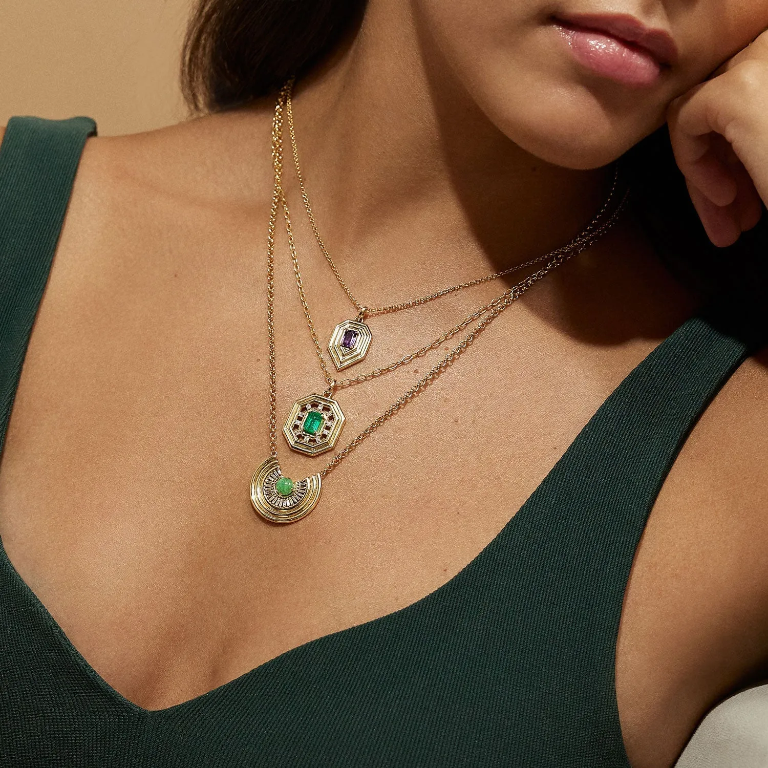 Revival Baguette Necklace Jade