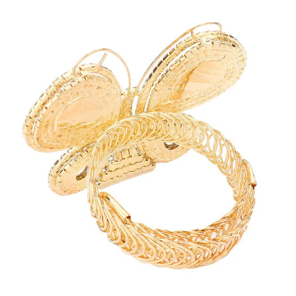 Rhinestone Embellished Butterfly Evening Bracelet