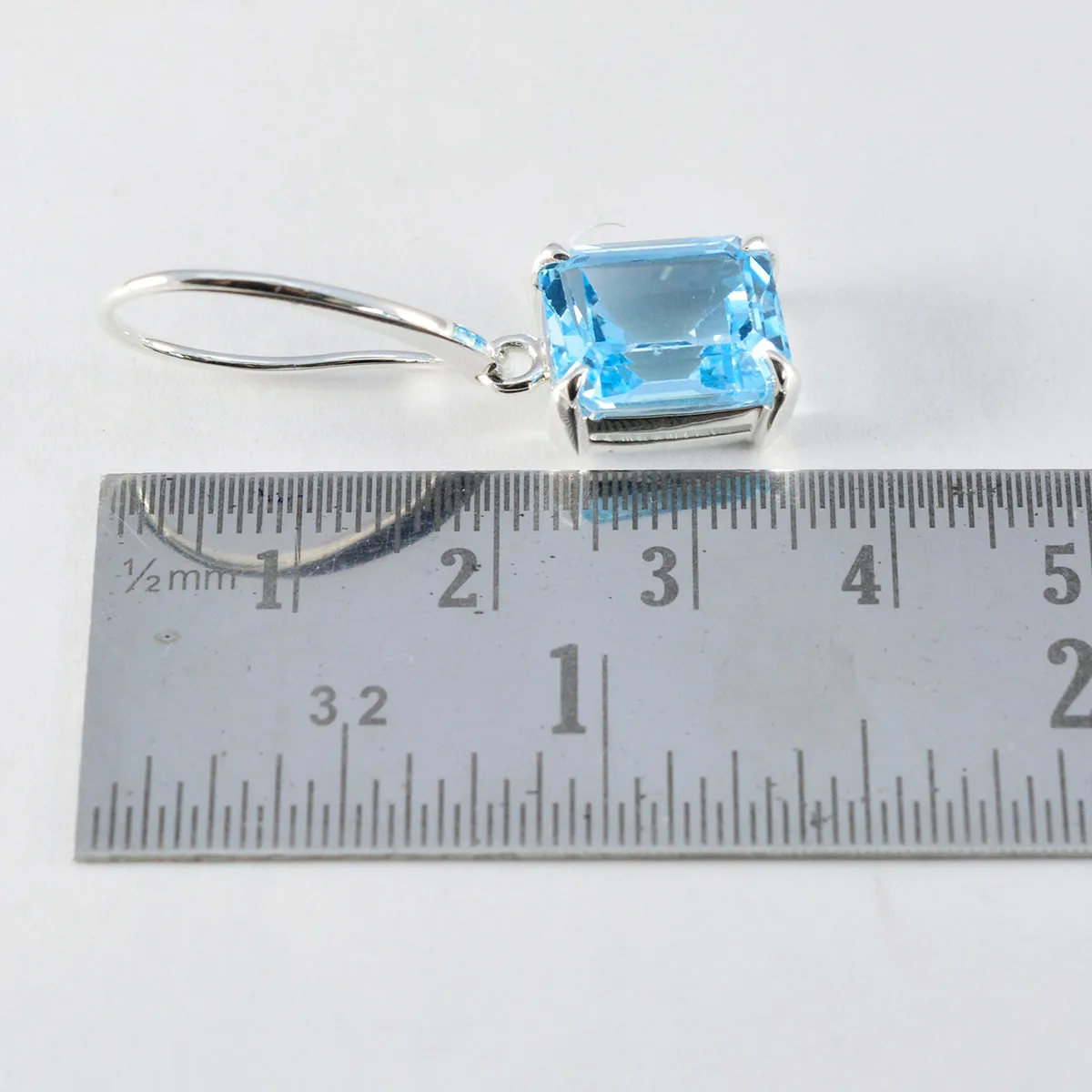 Riyo Beaut 925 Sterling Silver Earring For Demoiselle Blue Topaz Earring Bezel Setting Blue Earring Dangle Earring