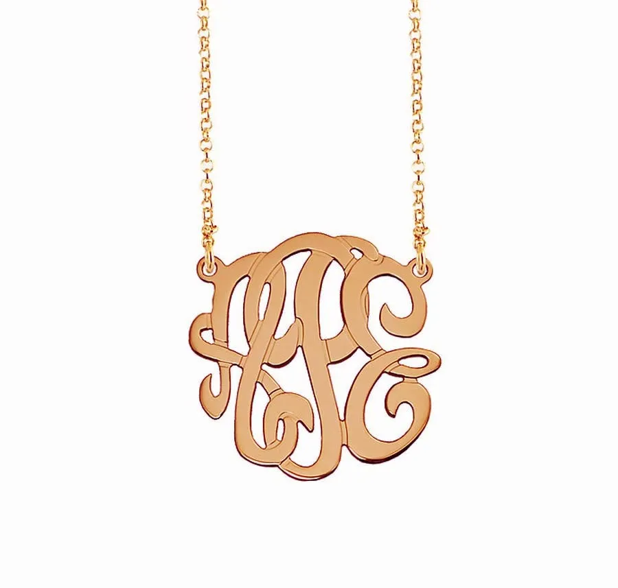 Rose Gold Petite Monogram Split Chain Necklace