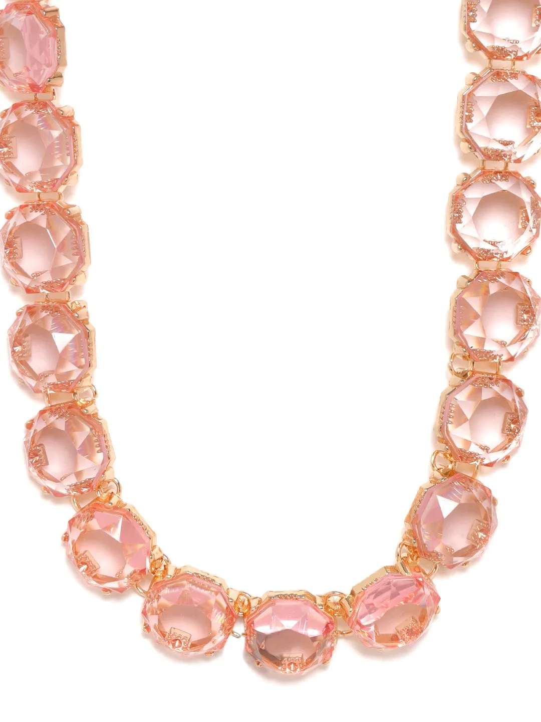 Rubans Voguish 18K Gold Plated Pink Crystal Studded Statement Necklace