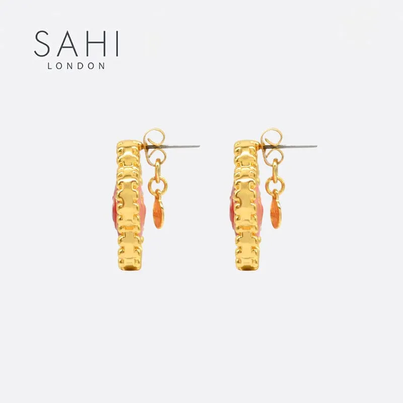 Sahi Little Red Flower Stud Earrings