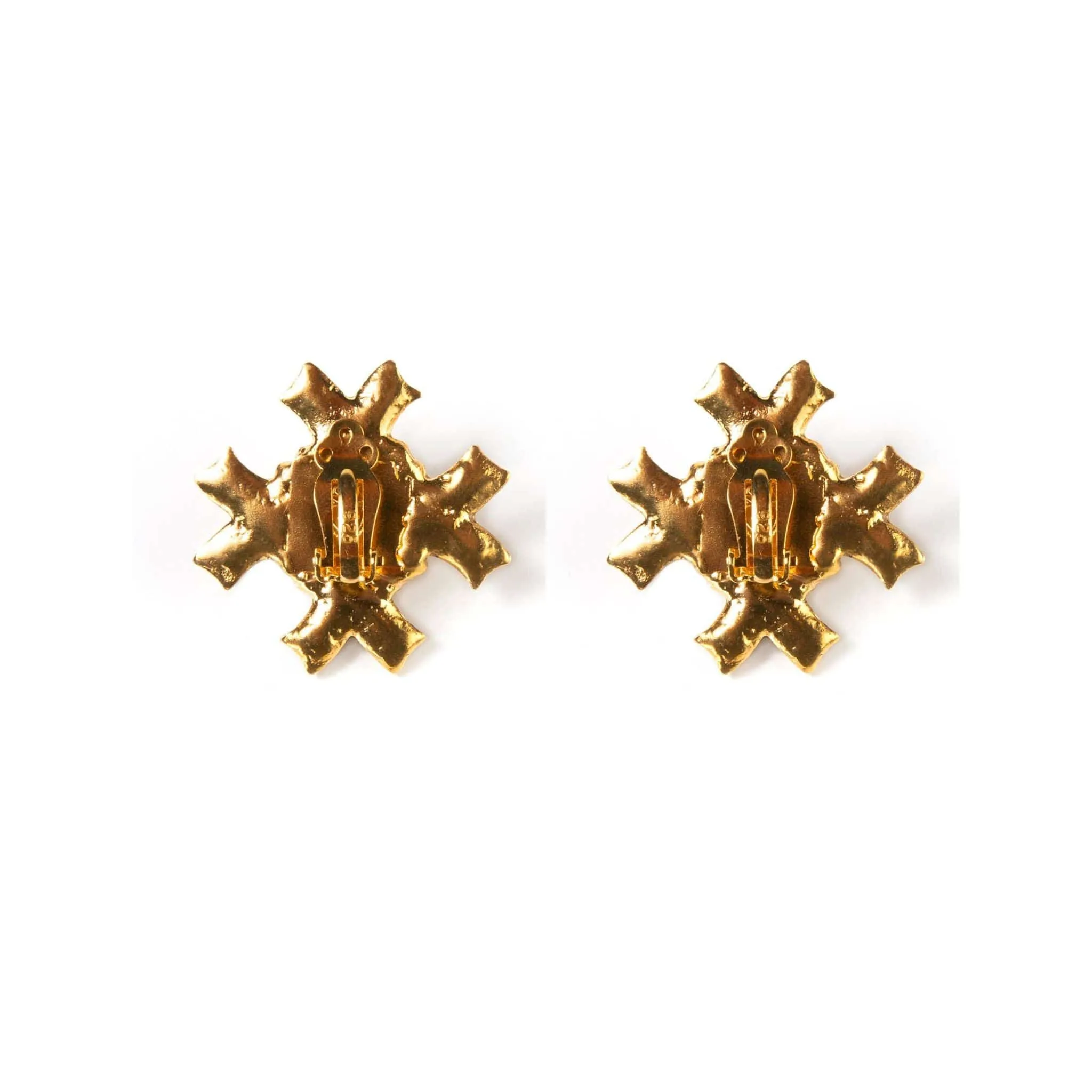 Saint Deco Cross Clip Earrings