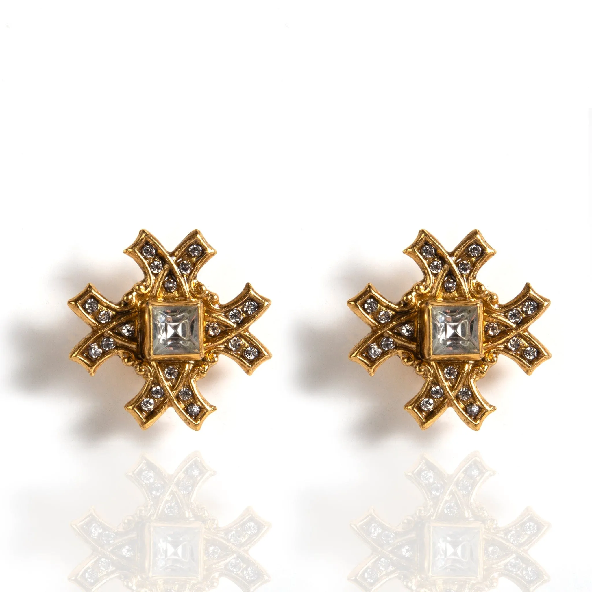 Saint Deco Cross Clip Earrings