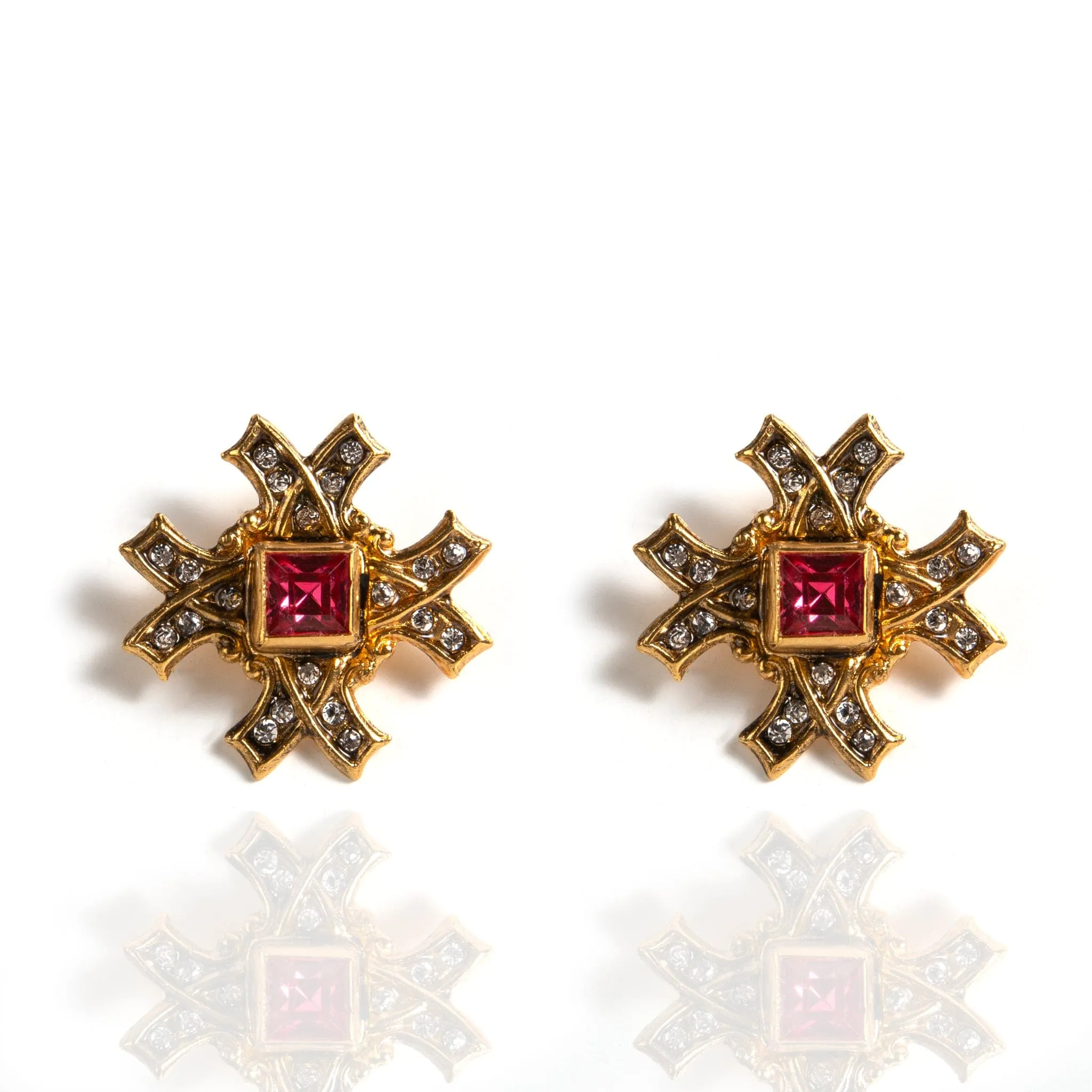 Saint Deco Cross Clip Earrings