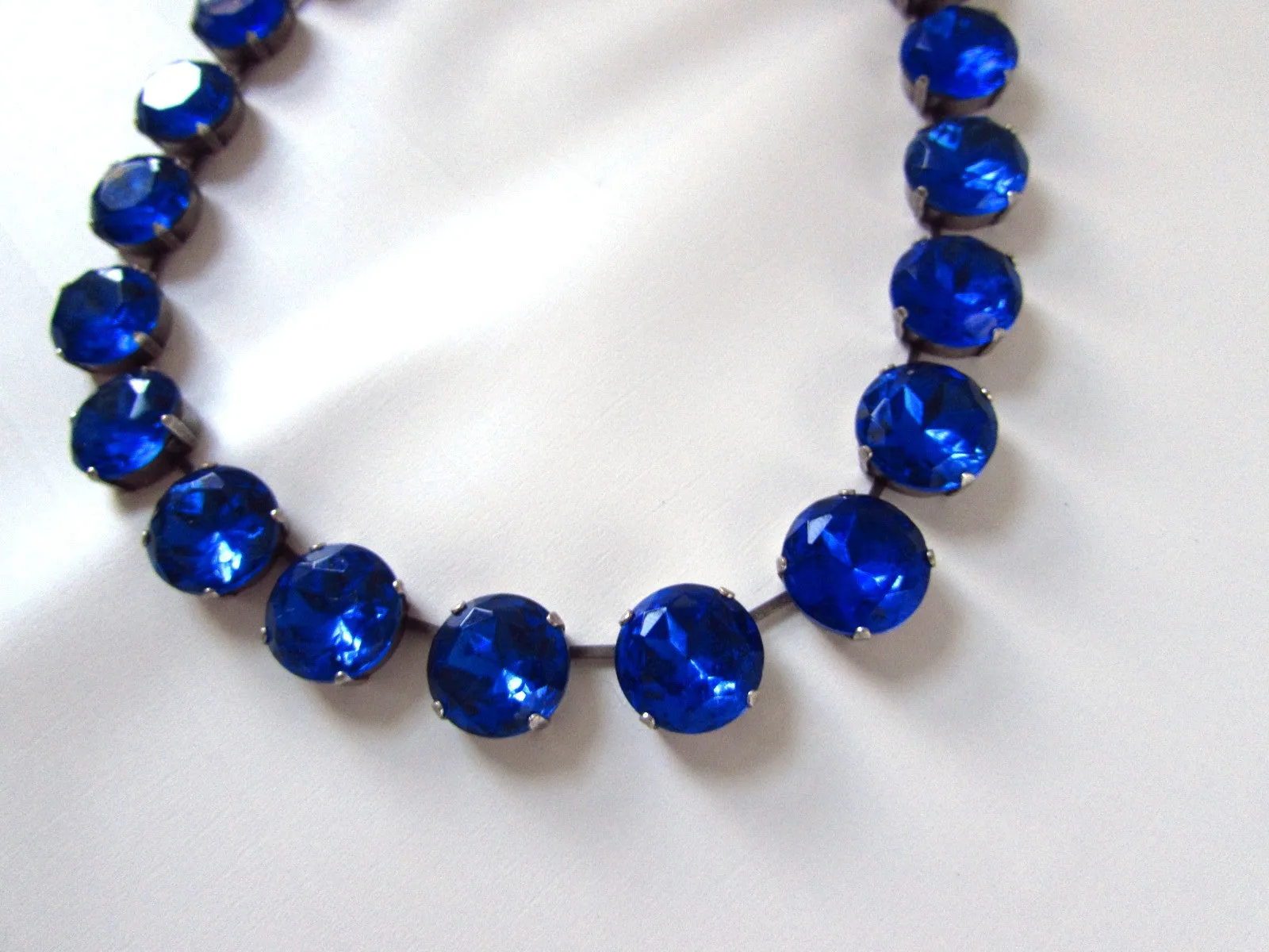 Sapphire Blue  Riviere Necklace - Medium Round