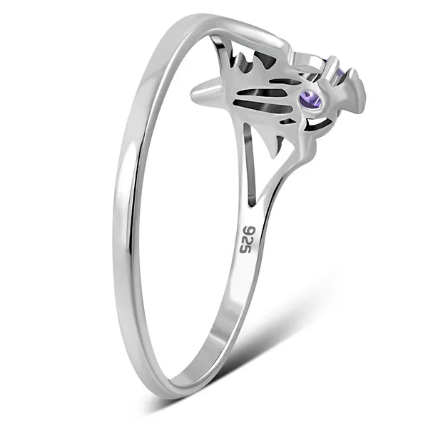 Scottish Thistle Amethyst Ring - Sterling Silver