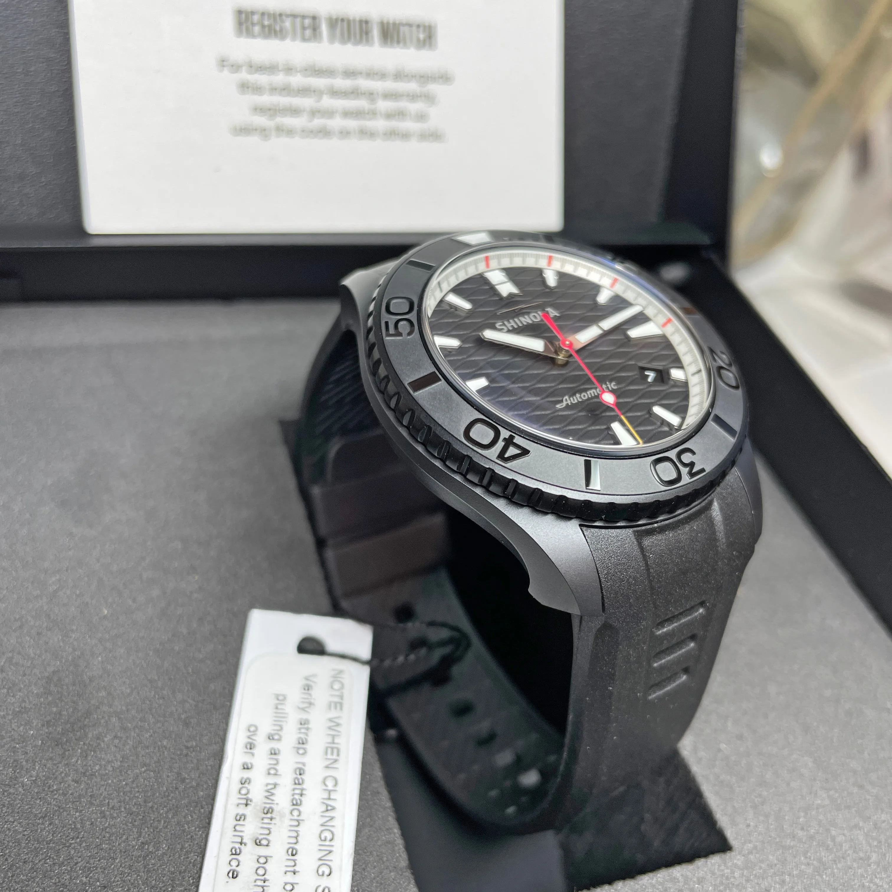 Optimized Title: Black Shinola 43mm Ceramic Monster Automatic Watch (Model: S0120274078)