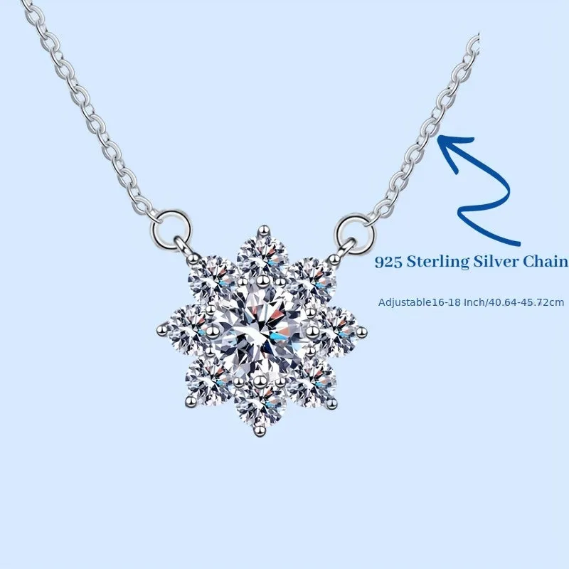 Shiny Flower Moissanite Necklace for Women & Girls - Perfect Wedding & Bridal Jewelry (1.0 Carat)