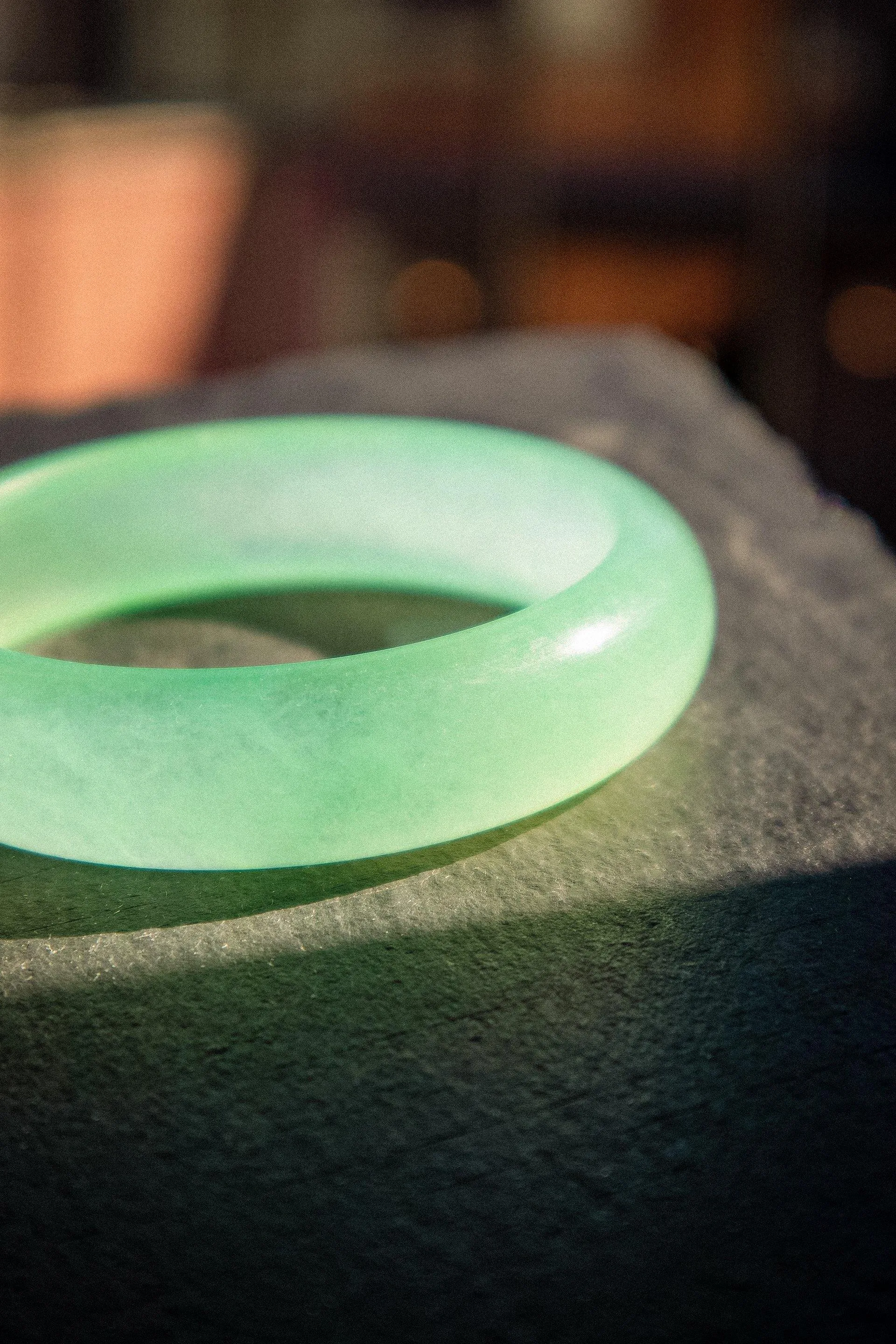 Silk collection | Agave — Classic cyan jade stone bangle